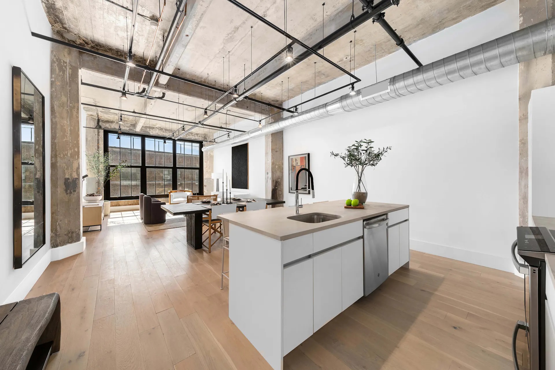 Renovated open kitchen and dining area