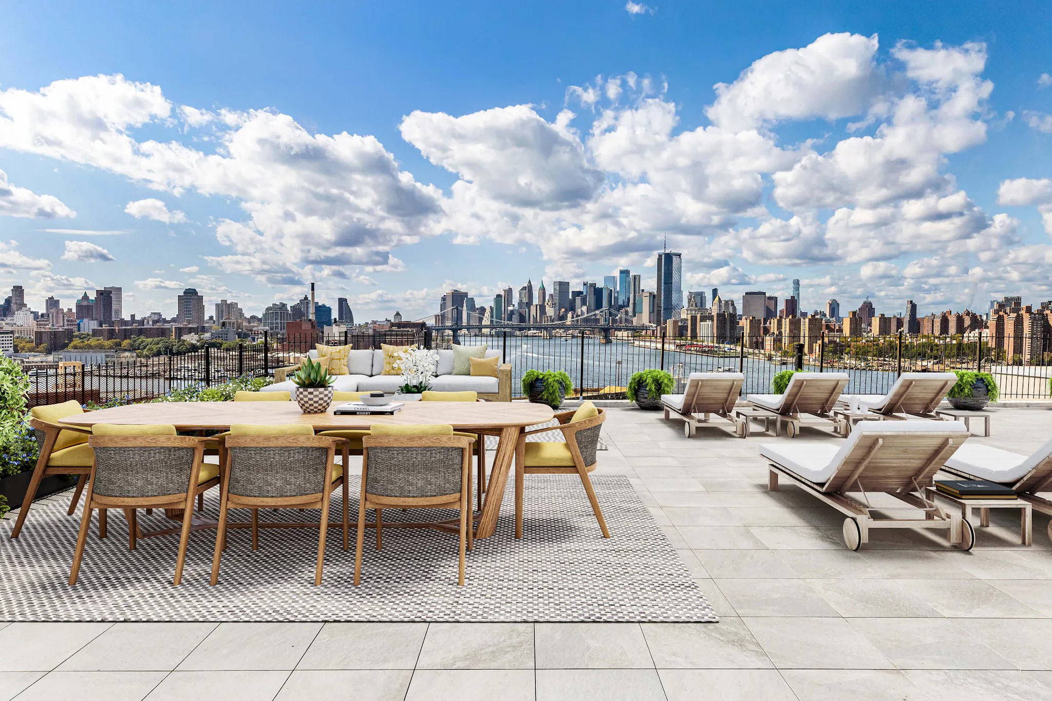 Rooftop terrace dining and lounge area